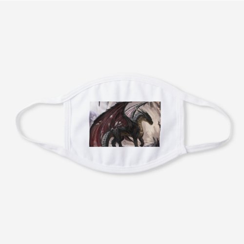 Dragon In Cave White Cotton Face Mask