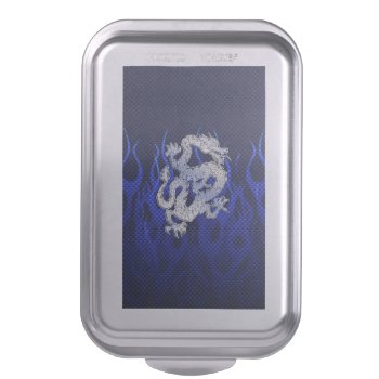 Dragon In Chrome Like Blue Carbon Fiber Styles Cake Pan by TigerDen at Zazzle