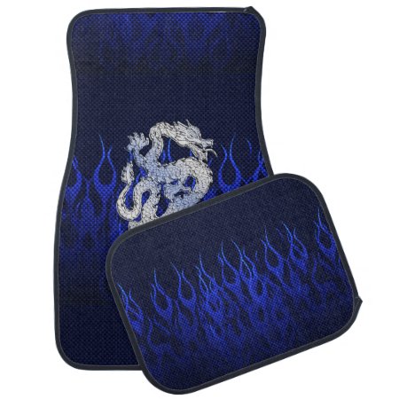 Dragon In Chrome Like Blue Carbon Fiber Styles Car Floor Mat