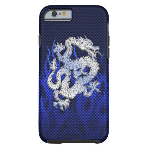 Dragon in Chrome like blue Carbon Fiber Styles Tough iPhone 6 Case
