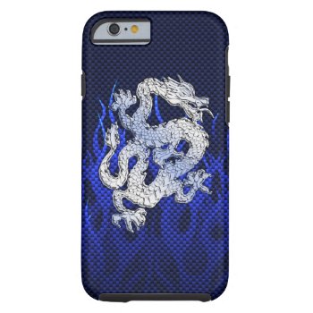 Dragon In Chrome Like Blue Carbon Fiber Styles Tough Iphone 6 Case by TigerDen at Zazzle