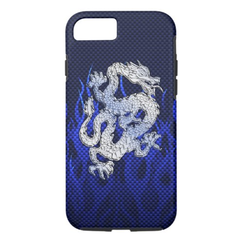 Dragon in Chrome like blue Carbon Fiber Styles iPhone 87 Case
