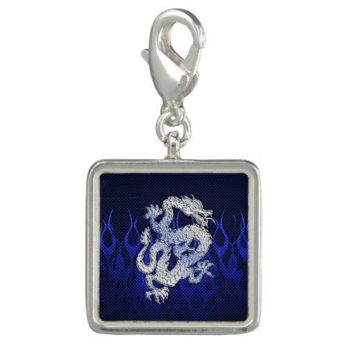 Dragon in Chrome like blue Carbon Fiber Styles Charm