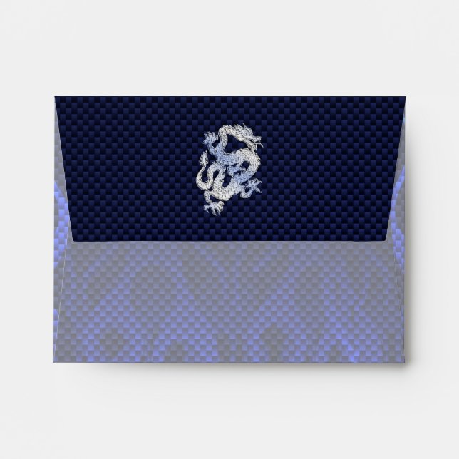 Dragon in Chrome like blue Carbon Fiber Styles Envelope (Back (Top Flap))