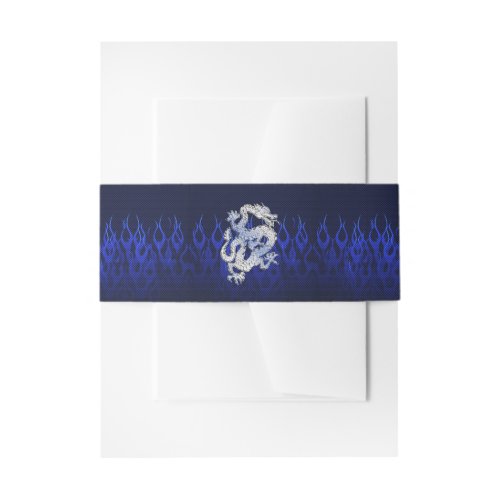 Dragon in Chrome like blue Carbon Fiber Styles Invitation Belly Band