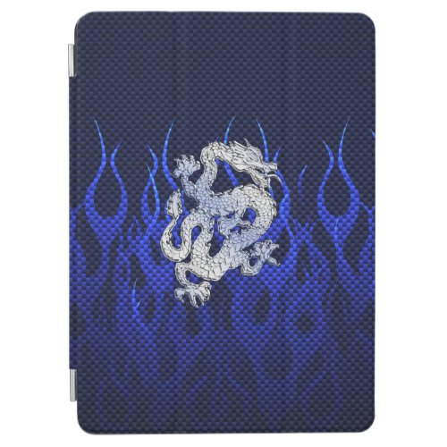 Dragon in Chrome like blue Carbon Fiber Styles iPad Air Cover