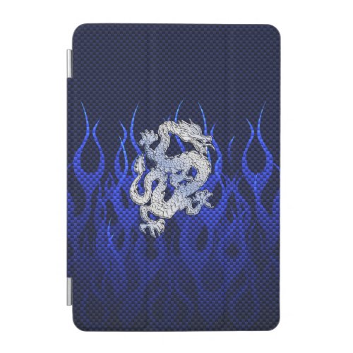 Dragon in Chrome like blue Carbon Fiber Styles iPad Mini Cover