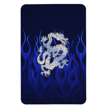 Dragon In Chrome Like Blue Carbon Fiber Styles Magnet by TigerDen at Zazzle