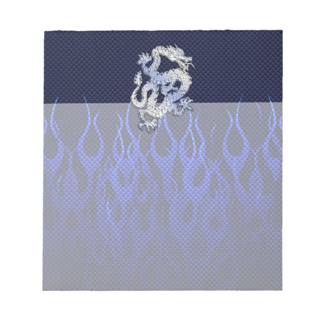 Dragon in Chrome like blue Carbon Fiber Styles Notepad (Front)
