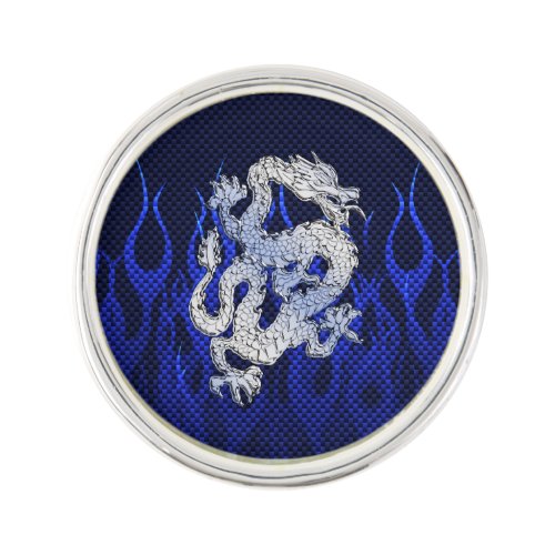 Dragon in Chrome like blue Carbon Fiber Styles Pin