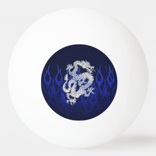 Dragon in Chrome like blue Carbon Fiber Styles Ping Pong Ball