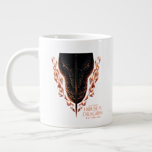 Dragon in Flames Behind Sword Giant Coffee Mug