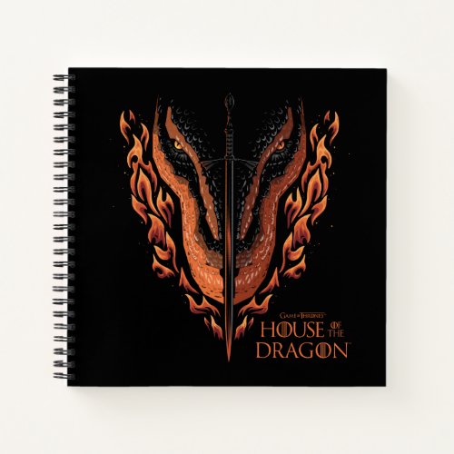 Dragon in Flames Behind Sword Notebook