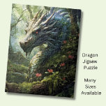 Dragon in Forest with Pink Flowers Jigsaw Puzzle<br><div class="desc">Dragon in the forest with pink flowers. - - See my store for lots more great Dragon Gifts.</div>