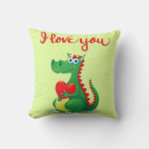 Dragon in Love Throw Pillow