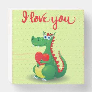 Dragon in Love Wooden Box Sign