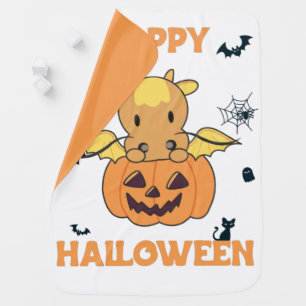Dragon In Pumpkin Sweet Dragon Happy Halloween Bab Baby Blanket