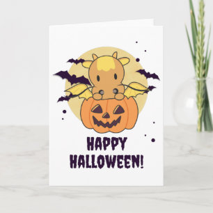 Dragon In Pumpkin Sweet Dragon Happy Halloween Card