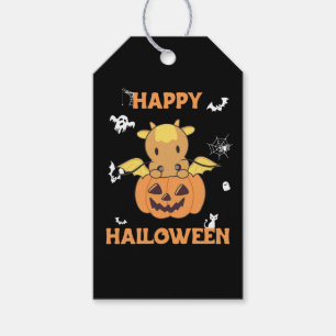 Dragon In Pumpkin Sweet Dragon Happy Halloween Gif Gift Tags