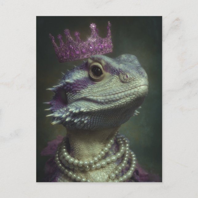 Dragon in Purple Crown and Pearls Postcard (Front)