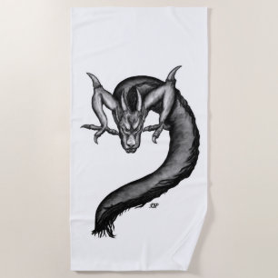 Dragon in Tattoo Style Beach Towel