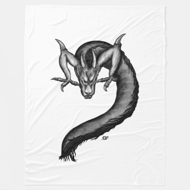 Dragon in Tattoo Style Fleece Blanket (Front)