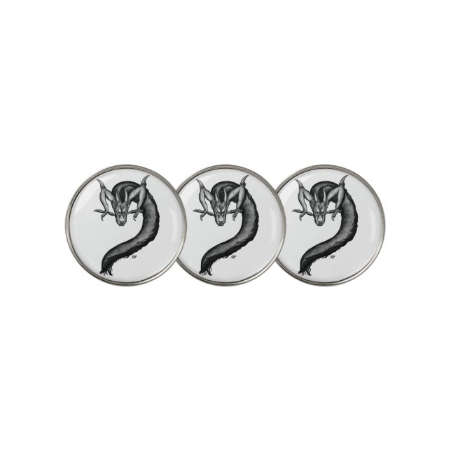 Dragon in Tattoo Style Golf Ball Marker (3 Up)