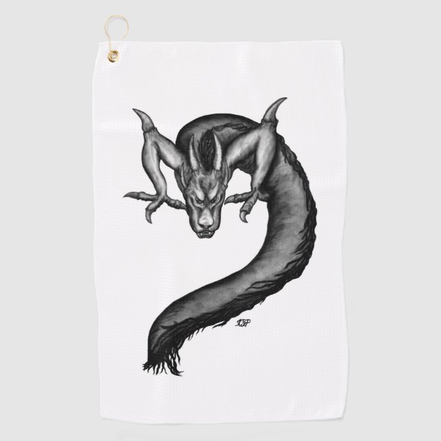 Dragon in Tattoo Style Golf Towel (Front)