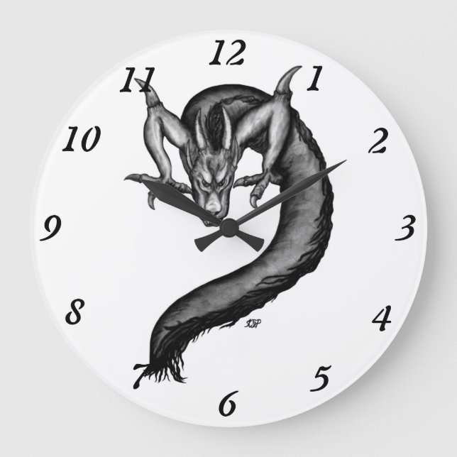 Dragon in Tattoo Style Large Clock (Front)