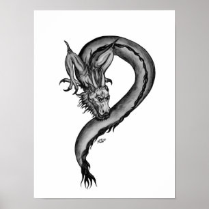 Dragon in Tattoo Style Poster