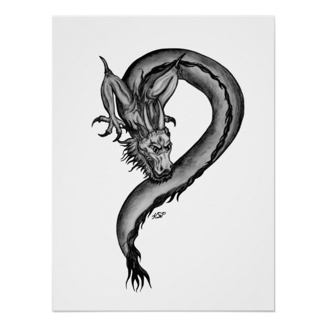 Dragon in Tattoo Style Poster (Front)