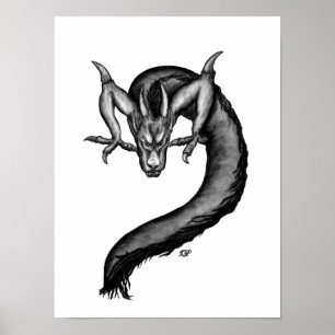 Dragon in Tattoo Style Poster