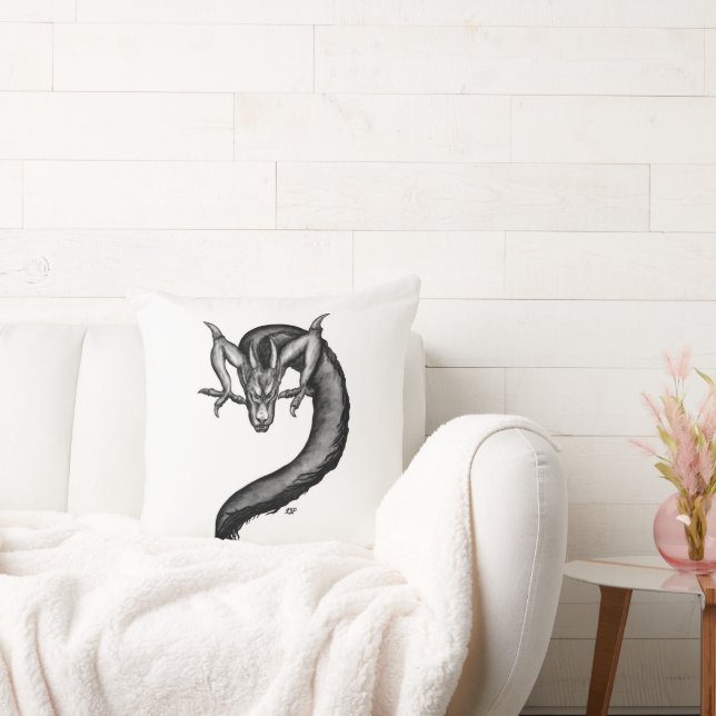 Dragon in Tattoo Style Throw Pillow (Couch)