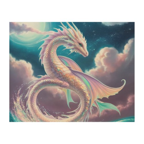 Dragon In The Ocean Wood Wall Art 