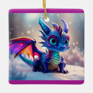Dragon in the snow. ceramic ornament