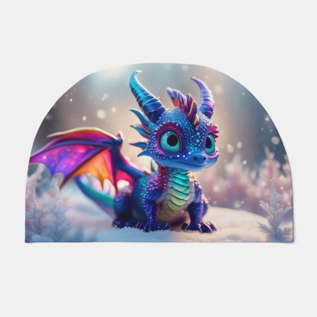 Dragon in the snow.  doormat (Front)