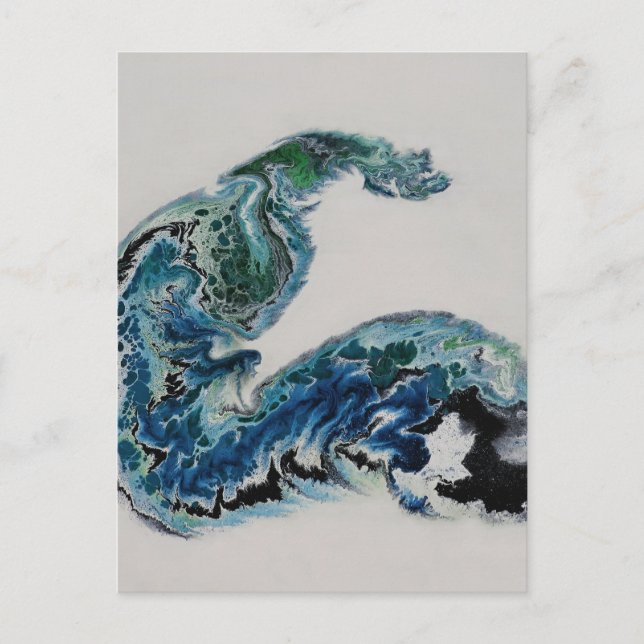 “Dragon in the Waves – Abstract Ocean Energy Postc Postcard (Front)