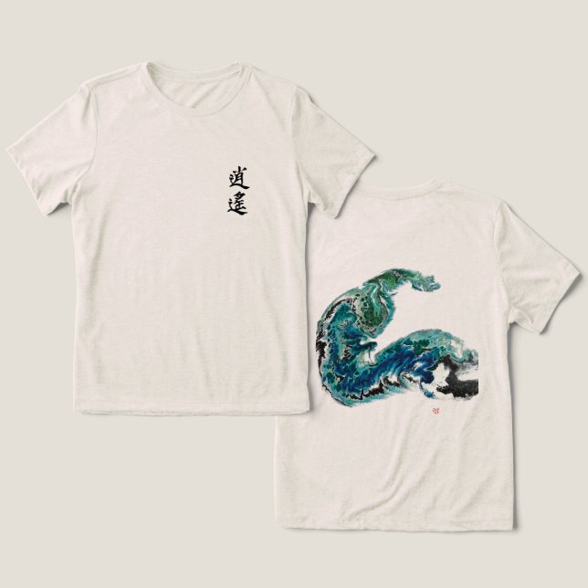 Dragon in the Waves – Abstract Ocean Energy Tri-Blend Shirt (Design Front & Back)