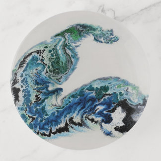 “Dragon in the Waves – Abstract Ocean Energy Trink Trinket Tray