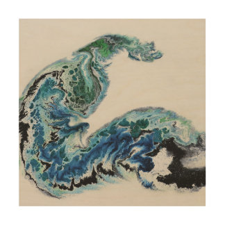 Dragon in the Waves – Abstract Ocean Energy Wood W Wood Wall Art