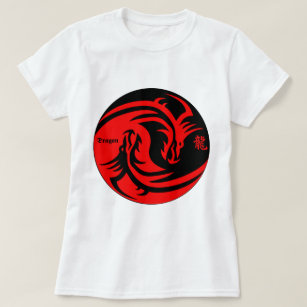 dragon in yinyang black and red T-Shirt