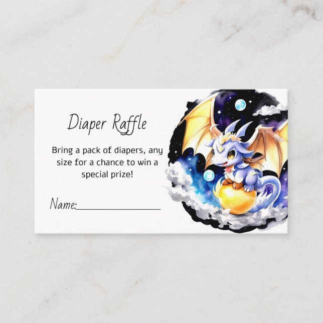 Dragon-Inspired Baby Shower Diaper Raffle Enclosure Card (Front)