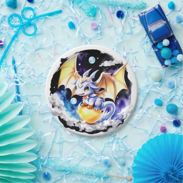 Dragon-Inspired Baby Shower Paper Plates (Party)