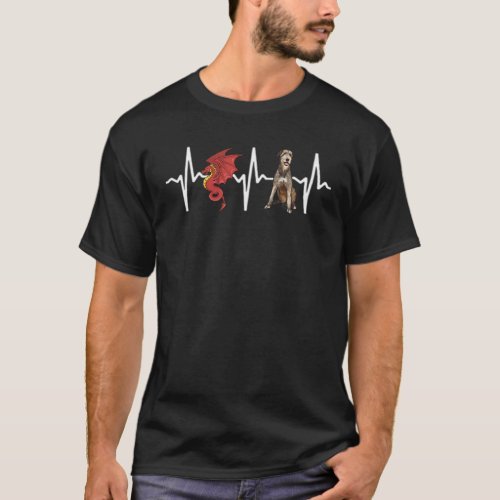 Dragon Irish Wolfhound Heartbeat Dog T_Shirt