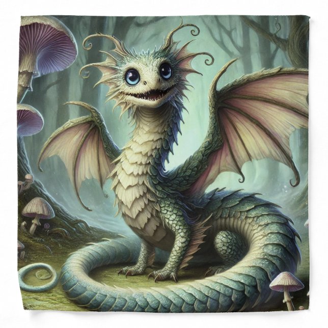 Dragon Jabberwocky Cute Fantasy Creature Art Bandana (Front)