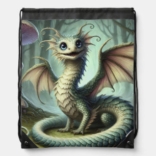 Dragon Jabberwocky Cute Fantasy Creature Art Drawstring Bag