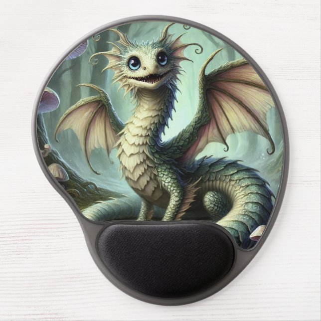 Dragon Jabberwocky Cute Fantasy Creature Art Gel Mouse Pad (Front)