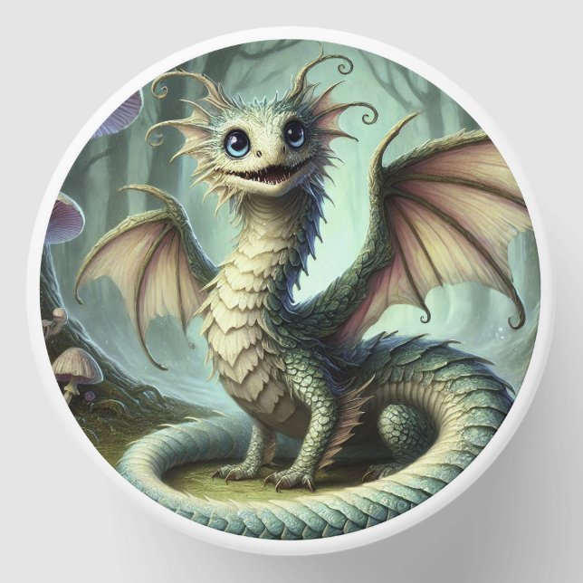 Dragon Jabberwocky Cute Fantasy Creature Art Mini Candle Favors (Front)