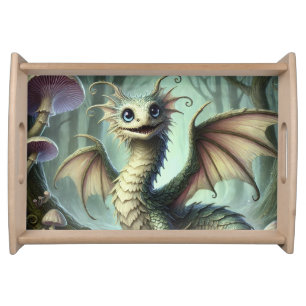 Dragon Jabberwocky Cute Fantasy Creature Art Serving Tray