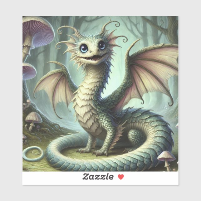 Dragon Jabberwocky Cute Fantasy Creature Art Sticker (Sheet)